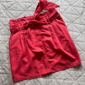 Kimchi Blue Soft Red Mini Skirt with Paperbag Waist